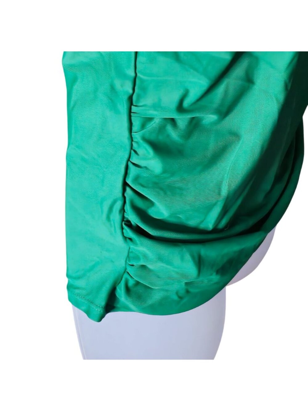 Green Halter Tankini Top Med Gold Accents Ruched Lined Built In Cups - Picture 6 of 8